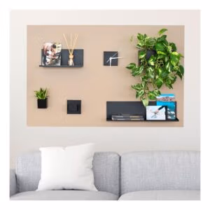 Metalen magnetische plank Kostas 50 cm wit of zwart 3 Beige groot magneetbord met zwarte metalen accessoires