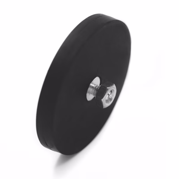 Magneet met rubber omgeven en schroefdraad 43 mm