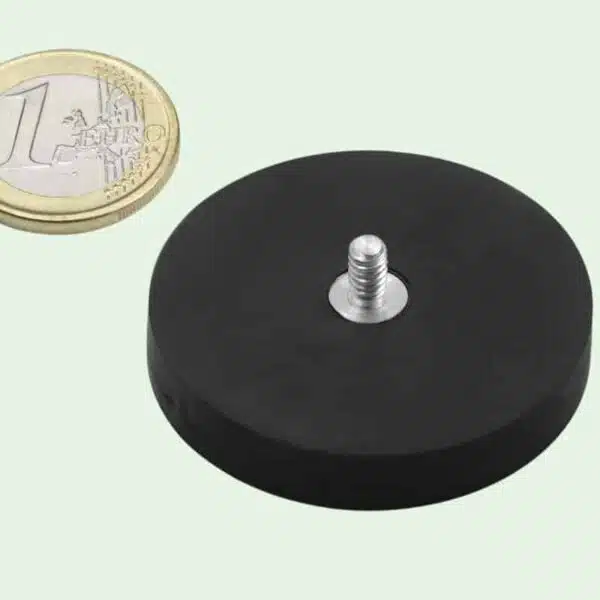 Magneet met rubbercoating en schroefdraad 43 mm