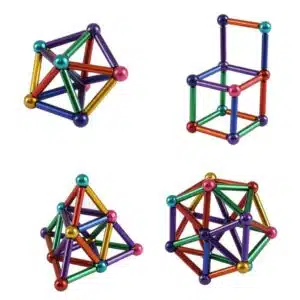 Magneet staafjes en balletjes regenboog 3 Voorbeelden bouwen met magnetisch speelgoed balletjes en staafjes regenboog