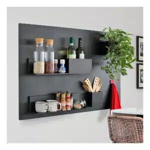 Metalen magnetische plank Kostas 50 cm wit of zwart 4 Zwart groot magneetbord met diverse magnetische accessoires