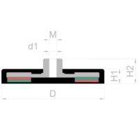 Magneet met rubbercoating en draadbus 43mm 5 Schema van de maten van de rubberen potmagneet met draadbus 42mm