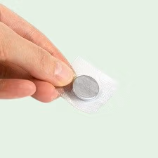 Hand die een naaimagneet vasthoudt om te laten zien aan het publiek