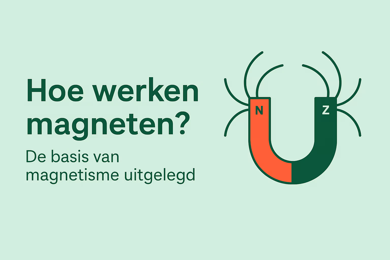 Hoe werken magneten – visuele uitleg van magnetisme met U-magneet in MagneetjesWinkel.nl huisstijl
