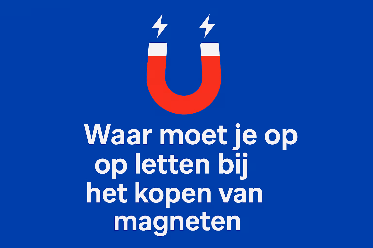 Uitgelichte afbeelding voor het artikel over magneten kopen, met een rode U-magneet op lichtgroene achtergrond in de huisstijl van MagneetjesWinkel.nl.