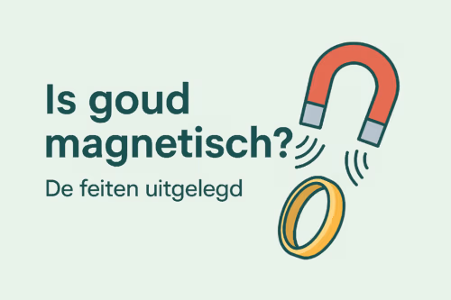 Educatieve illustratie met U-magneet en gouden ring als visuele uitleg over goud en magnetisme