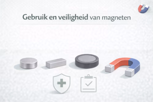 Overzicht van magneten met een symbool voor veiligheid, illustratie van veilig gebruik van magneten – MagneetjesWinkel.nl
