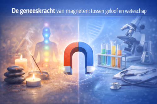 Illustratie van magneten tussen geloof en wetenschap bij claims over geneeskracht – MagneetjesWinkel.nl