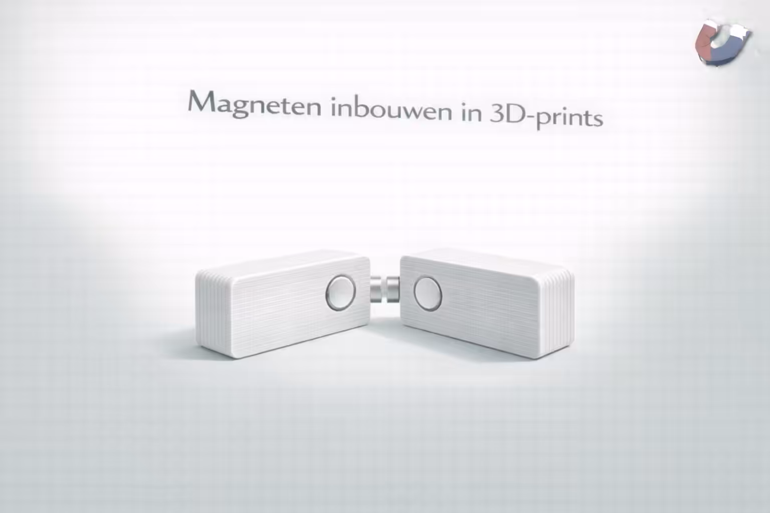 Educatieve illustratie van een magneet die in een uitsparing van een 3D-print wordt ingebouwd – MagneetjesWinkel.nl
