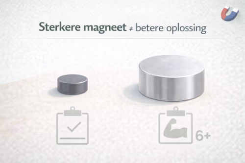 Vergelijking van twee magneten om te illustreren dat een sterkere magneet niet altijd de beste oplossing is – MagneetjesWinkel.nl