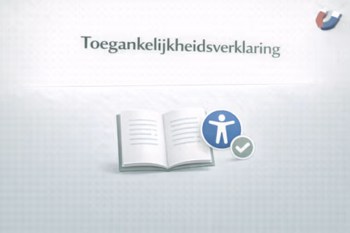 Illustratie van een document-icoon en toegankelijkheidsicoon ter ondersteuning van de toegankelijkheidsverklaring van MagneetjesWinkel.nl
