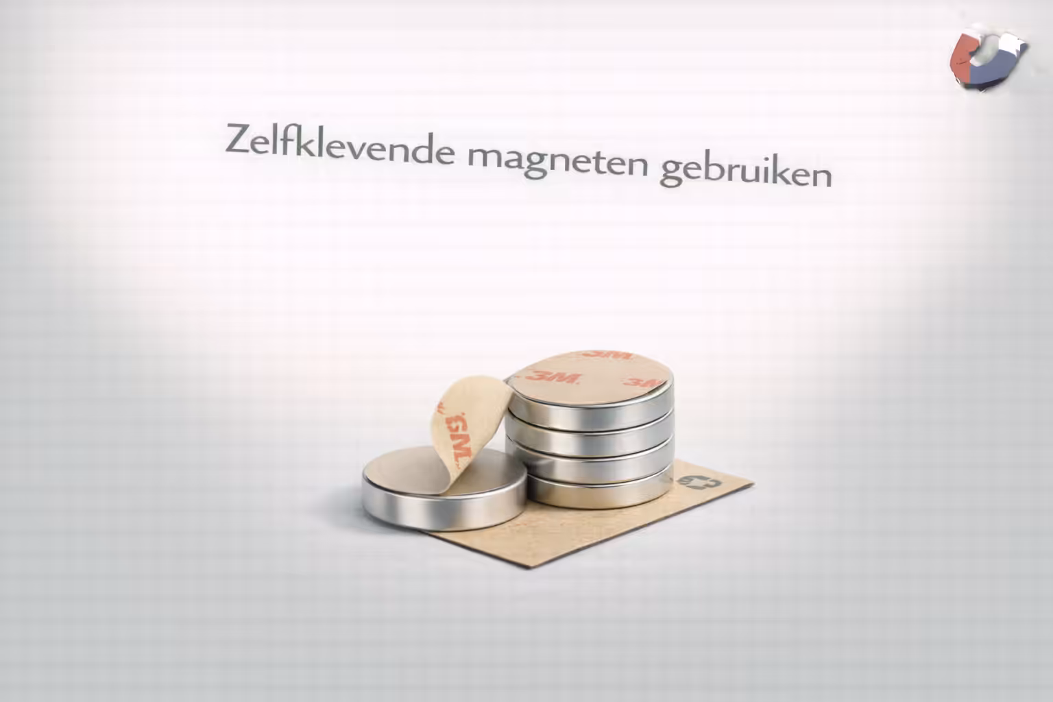 Zelfklevende neodymiummagneten met zichtbare 3M-kleeflaag voor bevestigen zonder boren