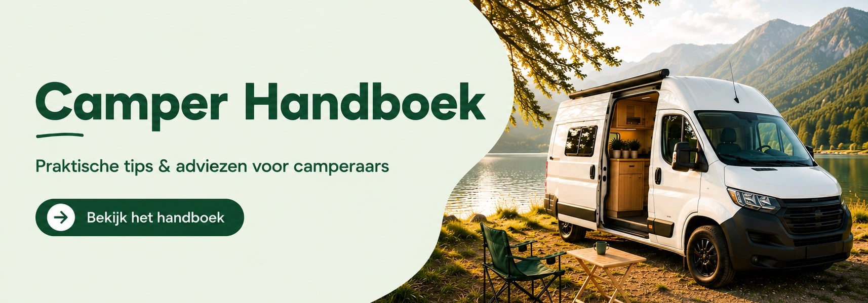 Banner voor camper handboek met praktische adviezen voor camperaars uitgegeven door MagneetjesWinkel.nl