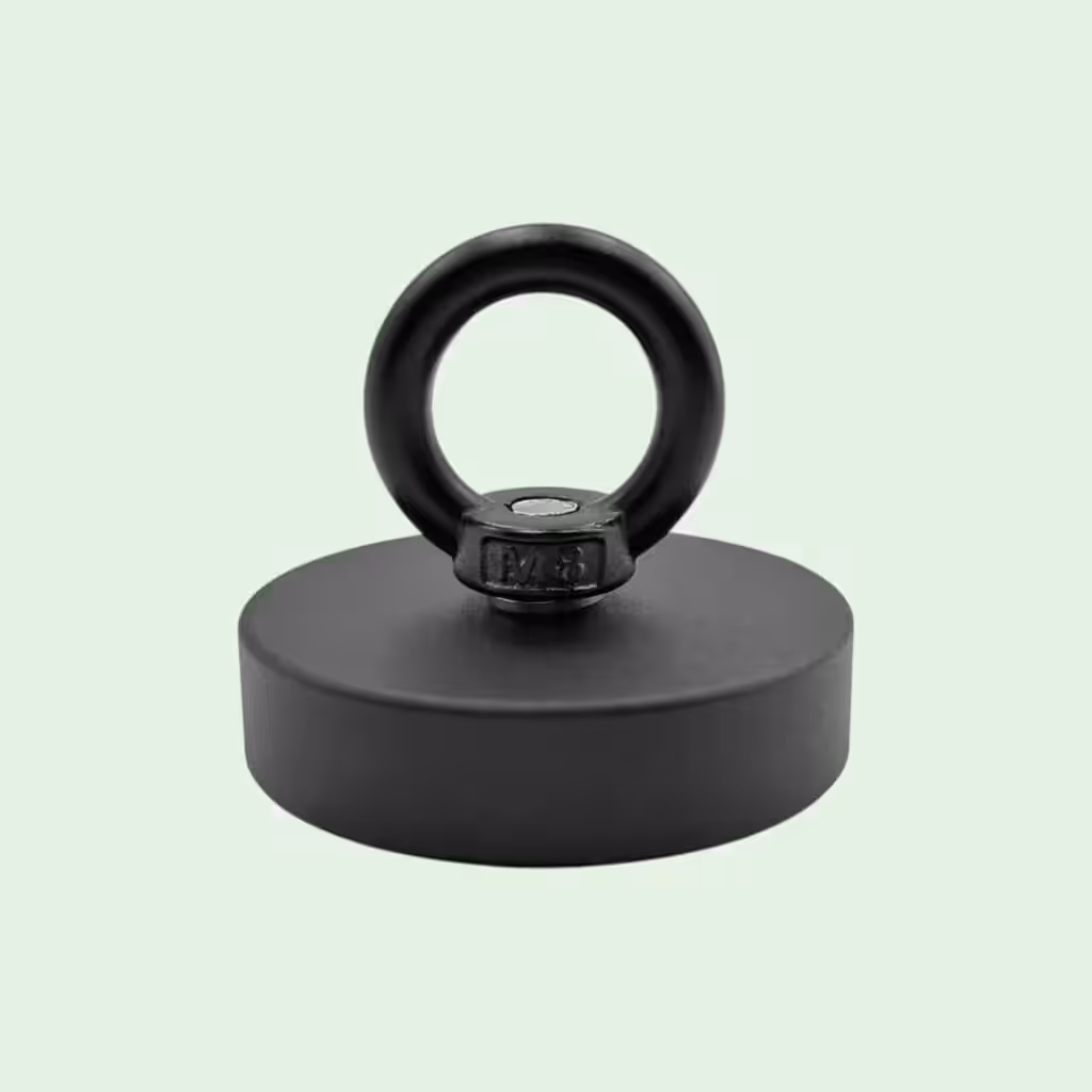 Potmagneet Zwart Met Oogmoer En Schroef – MagneetjesWinkel