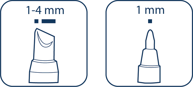 Lijndikte whiteboardstiften