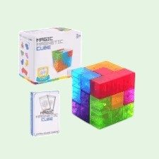 Magnetische blokken kubus met verschillende kleuren blokken die lijken op het Tetris spel