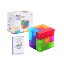 Magnetische blokken kubus met verschillende kleuren blokken die lijken op het Tetris spel