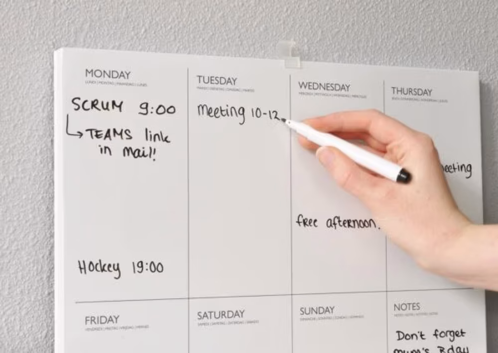 Weekplanner whiteboard Weekplanner whiteboard
